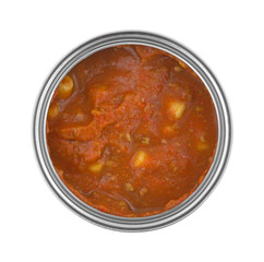Top view of canned food
