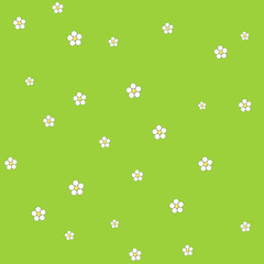 Seamless floral pattern on a green background. Vector