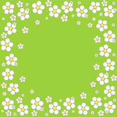 Floral frame on a green background. Vector