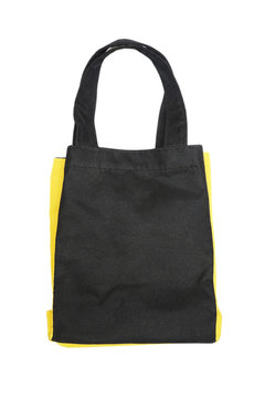 black any yellow cotton eco bag on white background