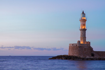 Fototapeta na wymiar lighthouse of Chania, Crete, Greece