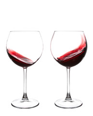Set of glasses with red wine