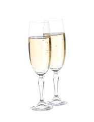 Two glasses with champagne. Isolated