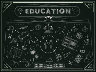 education blackboard with lovely icons © JoyImage