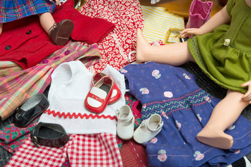 several doll clothes