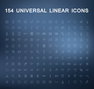Set of Linear Icons on a blurry background