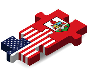 USA and Bermuda Flags in puzzle