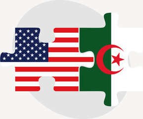 USA and Algeria Flags in puzzle