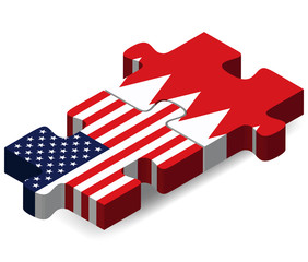 USA and Bahrain Flags in puzzle