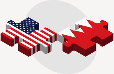 USA and Bahrain Flags in puzzle