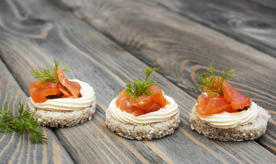 canape with salmon