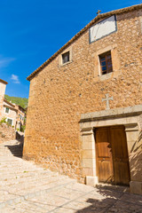 Fototapeta na wymiar Fornalutx village church in Majorca Balearic island