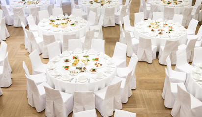 Beautifully organized event - served banquet tables