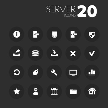 Thin server icons on dark gray