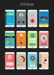 Flat Ui or UX mobile apps kit