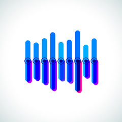 Infographics with blue overlapping bars and central dots