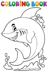 Obraz premium Coloring book with shark theme