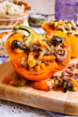 Lentils with roasted vegetables in paprika