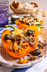 Lentils with roasted vegetables in paprika