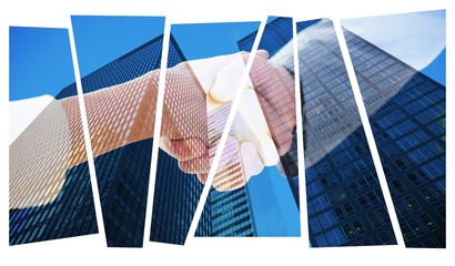 Shaking hands after business meeting