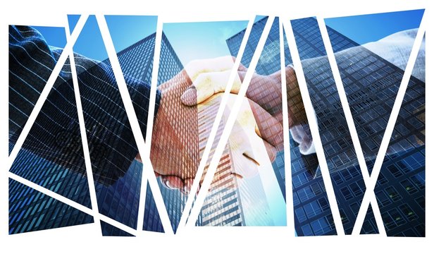 Composite image of business people shaking hands