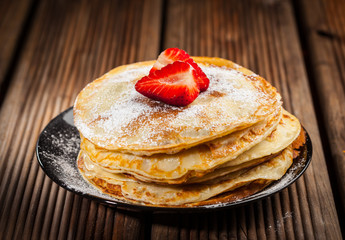 Crepes with fresh strawberries