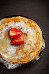 Crepes with fresh strawberries