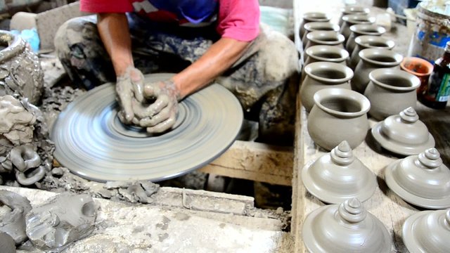 Mechanic pottery made earthenware at Koh Kret Island