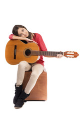 Obraz premium Pretty teenage girl and her guitar