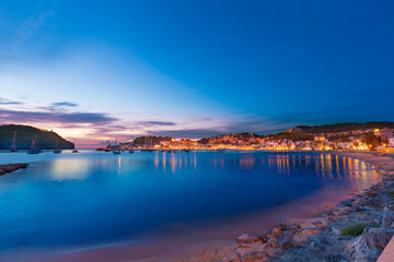Fototapeta premium Port de Soller sunset in Majorca at Balearic island