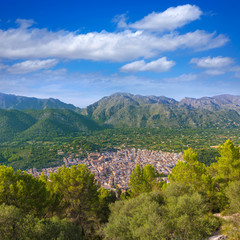 Fototapeta na wymiar Majorca Puig de Maria Pollenca aerial view Mallorca