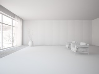 Fototapeta na wymiar white 3d interior design