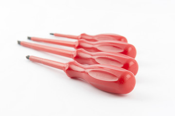 Screwdriver used for testing electricity isolated on white