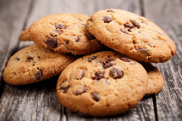 Cookies on a wooden table.