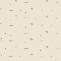 Hand drawn love hearts seamless vector pattern