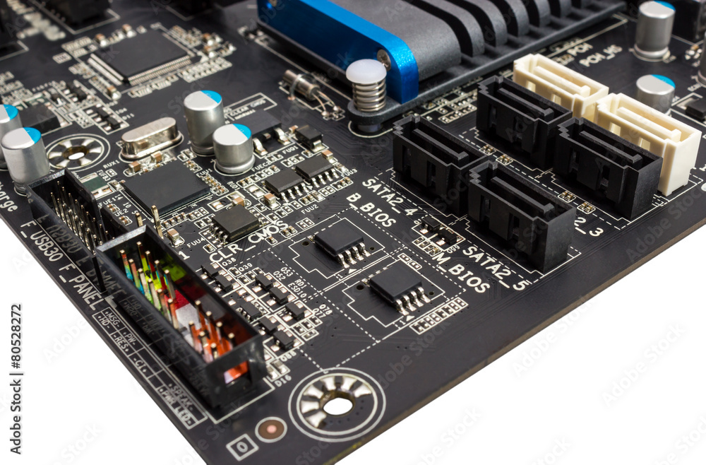 Poster electronic collection - digital components on computer mainboard