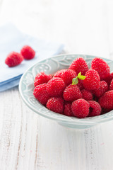 Bowl of juicy raspberries