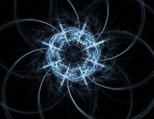 Colorful floral stained glass, digital fractal art illustration