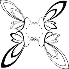 Farfalle bianco e nero in simetria