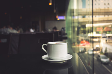 cup of coffee on table in cafe