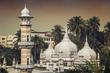 Fototapeta na wymiar Close view of Jamek Mosque in Kuala Lumpur