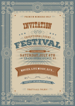 Vintage Holiday Festival Invitation Background