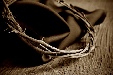 the crown of thorns of Jesus Christ, sepia toning