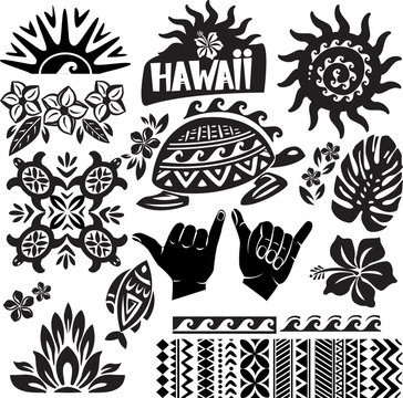 Naklejki Hawaje Zestaw czarno-biały
