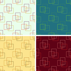 seamless rectangulars outline pattern set