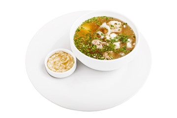 Chicken soup with sauce