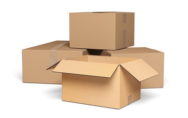 Box. 3D. Cardboard Boxes