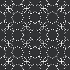 Hexagon line pattern. Repeat ornament. Black and white color.