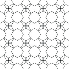 Hexagon line pattern. Repeat ornament. Black and white color.