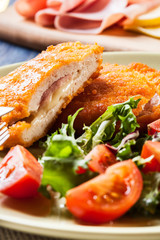 Cutlet Cordon Bleu with salad